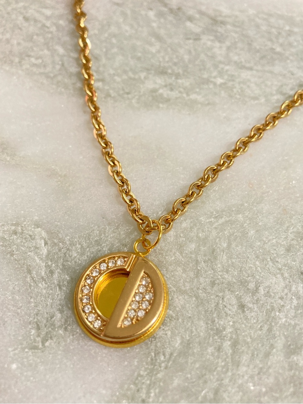 Dior Tie Tack Charm Upcycled Necklace